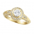 Antique Style Diamond Engagement Ring  Yellow Gold