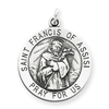 Sterling Silver Antiqued Saint Francis of Assisi Medal