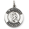 Sterling Silver Oxidized St. Christopher Medal
