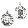 Sterling Silver Antiqued Saint Michael Army Medal