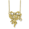 Gold-tone Angel with Crystal Bow 16in w/ext Necklace