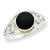 Sterling Silver Antiqued Black Agate Ring