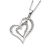 Sterling Silver CZ Double Heart Necklace chain