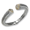 Sterling Silver w/14k Diamond Hinged Bangle Bracelet