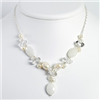 Sterling Silver Moonstone/White Pearl/Rock Quartz/White Jade Necklace chain