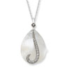 Sterling Silver Mother of Pearl & CZ Tear From Heaven 18in Necklace