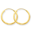 14K Gold 1.5x17mm Satin Diamond-Cut Endless Hoop Earrings