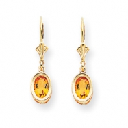 Picture of 14k Citrine Diamond oval leverback earring