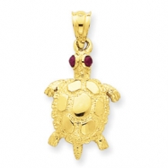 Picture of 14k Turtle with Ruby Eyes Pendant