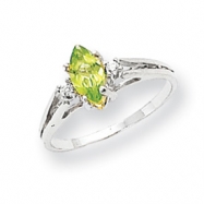 Picture of 14k White Gold 8x4mm Marquise Peridot A Diamond ring