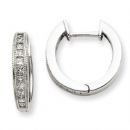 Picture of 14k White Gold Diamond Complete Hinged Hoop Earrings