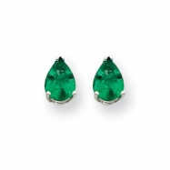 Picture of 14k Emerald Diamond pear stud earring