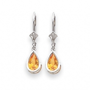 Picture of 14k White Gold 8x5mm Pear Citrine leverback earring