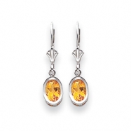 Picture of 14k Citrine Diamond oval leverback earring
