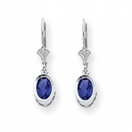 Picture of 14k White Gold 7x5mm Oval Sapphire leverback earring
