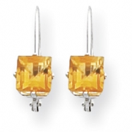 Picture of 14k White Gold 5mm Princess Cut Citrine leverback earring