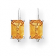 Picture of 14k White Gold 7x5mm Emerald Cut Citrine earring