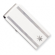 Picture of Silver-plated & Rhodium Star .001ct Diamond Hinged Money Clip