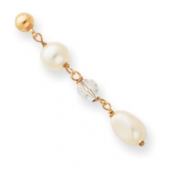 Picture of Gold-plated White Glass Pearl and Crystal Drop Earrings