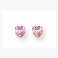 Picture of 14K 4mm Pink Heart CZ Earrings