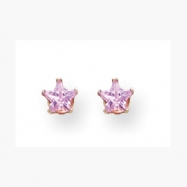 Picture of 14K 4mm Pink Star CZ Earrings