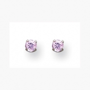 Picture of 14K White 3mm Pink CZ Earrings