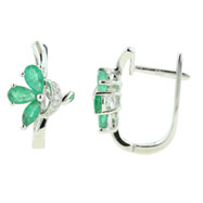 Picture of 14K White Gold Emerald & Diamond Earrings