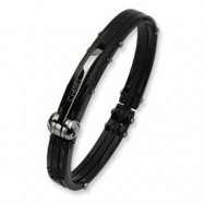 Picture of Stainless Steel Black PVC and Plating Hinged Bangle