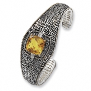 Picture of Sterling Silver/14ky Diamond and Citrine Bangle