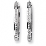 Picture of 14k White Gold Diamond Fascination Oval Hinged Hoop Earrings