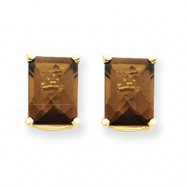 Picture of 14k 8x6 Emerald Smokey Quartz Earring