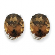Picture of 14kw 12x10 Oval Smokey Quartz Earring