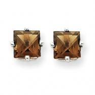 Picture of 14kw 5mm Square Smokey Quartz Earring