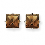 Picture of 14kw 6mm Square Smokey Quartz Earring