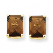 Picture of 14k 8x6 Emerald Smokey Quartz Earring