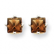 Picture of 14kw 4mm Square Smokey Quartz Earring