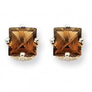 Picture of 14kw 5mm Square Smokey Quartz Earring