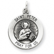 Picture of Sterling Silver Antiqued Saint Peter Medal