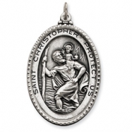 Picture of Sterling Silver Antiqued Saint Christopher Medal