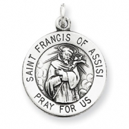 Picture of Sterling Silver Antiqued Saint Francis of Assisi Medal