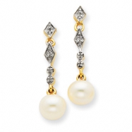 Picture of 14k & Rhodium Cultured Pearl & Diamond Earrings