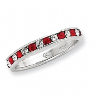 Picture of Sterling Silver Red & White CZ Eternity Band ring