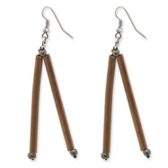 Picture of Silver-tone Bamboo & Acrylic Bead Dangle Earrings