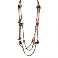 Picture of Capiz Shell, Bamboo & Acrylic Bead Slip-on Necklace