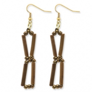 Picture of Gold-tone Bamboo & Acrylic Bead Dangle Earrings