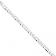 Picture of Sterling Silver 4mm Pave Flat Figaro Chain bracelet