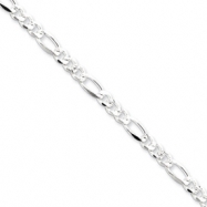 Picture of Sterling Silver 4.75mm Pave Flat Figaro Chain bracelet