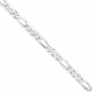 Picture of Sterling Silver 5.5mm Pave Flat Figaro Chain bracelet