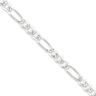Picture of Sterling Silver 7mm Pave Flat Figaro Chain bracelet
