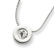 Picture of Sterling Silver CZ Charm on 16 Chain Necklace chain